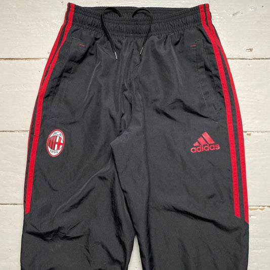 Adidas AC Milan Black and Red Shell Trackpant Bottoms