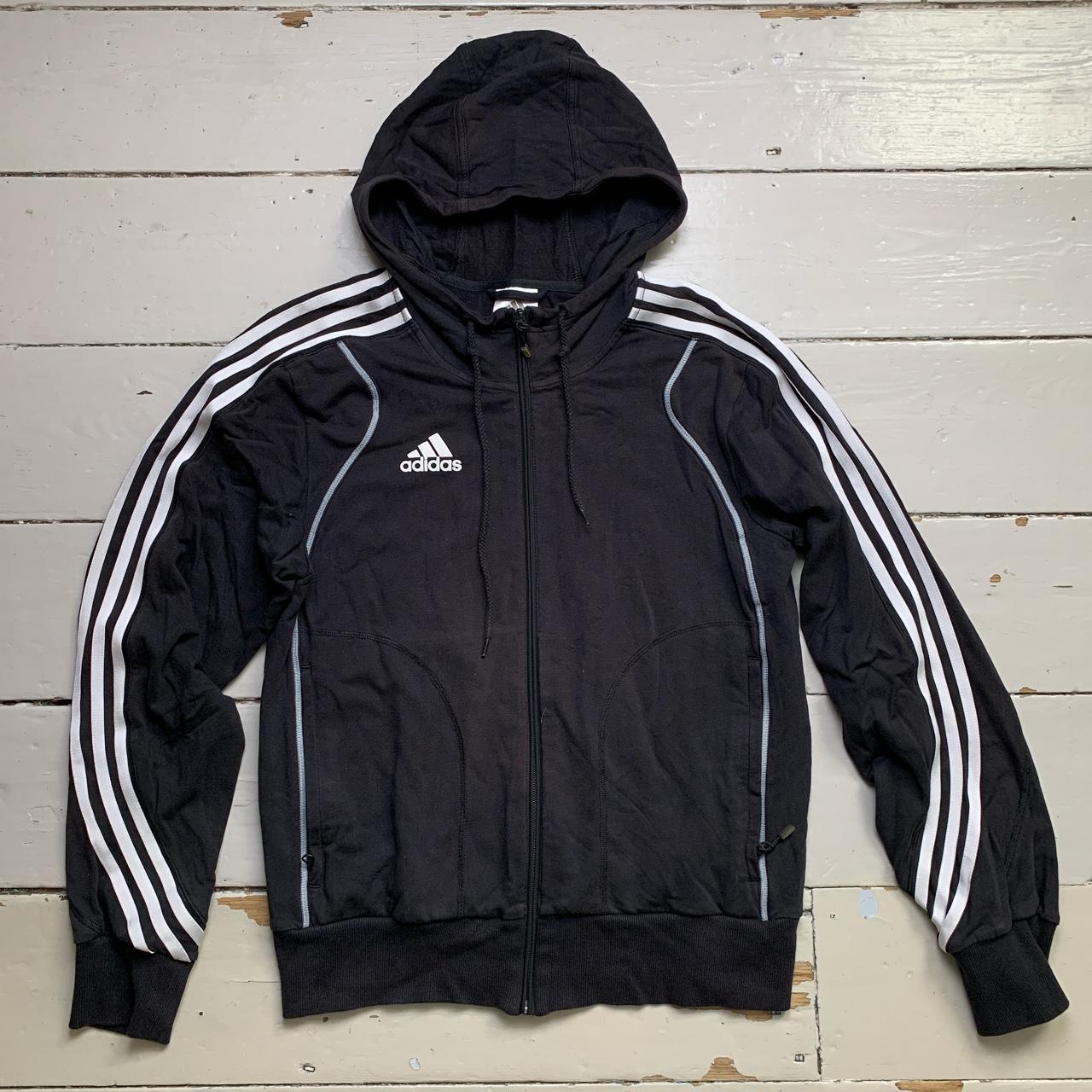 Adidas Vintage Black and White 3 Stripe Hoodie