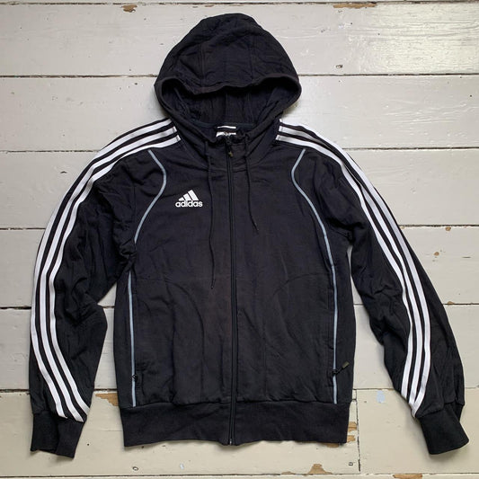 Adidas Vintage Black and White 3 Stripe Hoodie