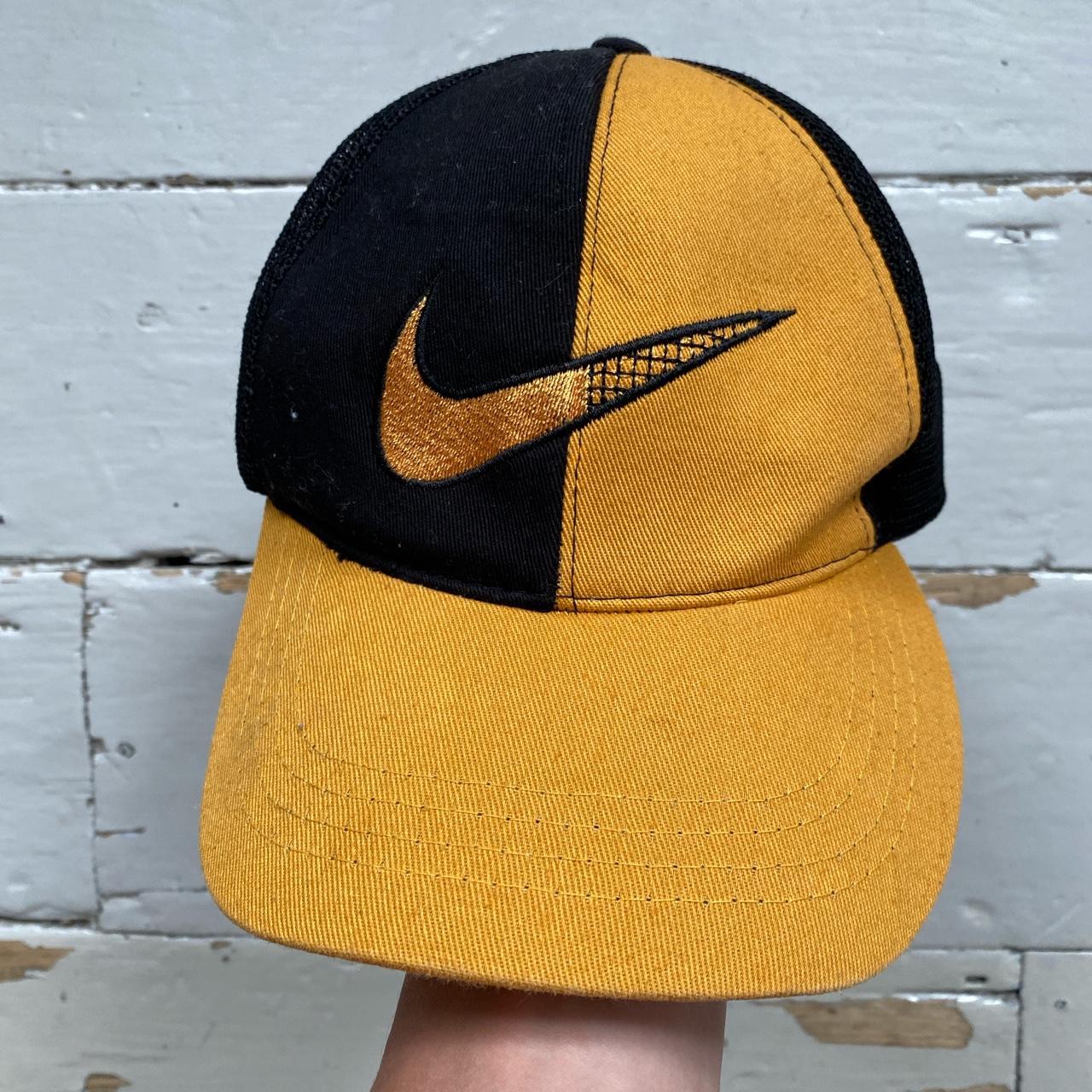 Nike Black and Yellow Vintage Trucker Cap