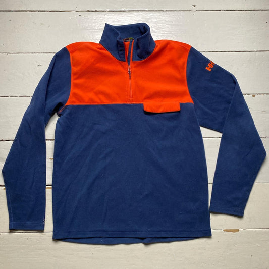 Helly Hansen Navy and Orange Polartec Fleece Quarter Zip Jumper