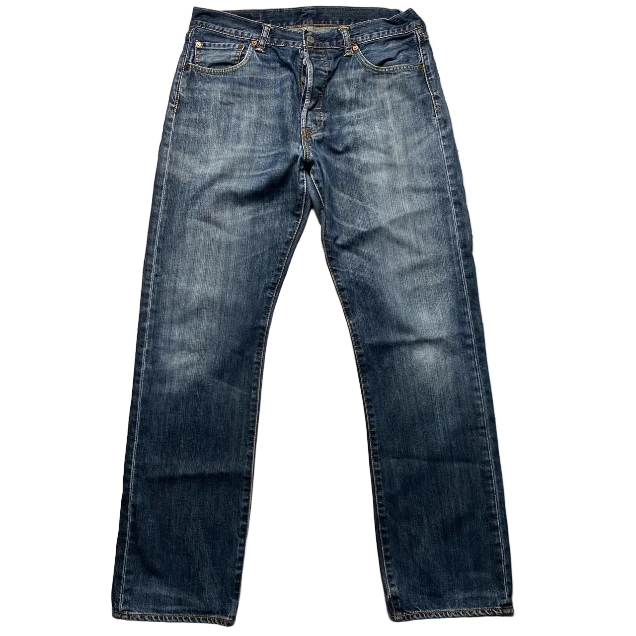 Levis 501 Stonewashed Navy Jeans (34W)