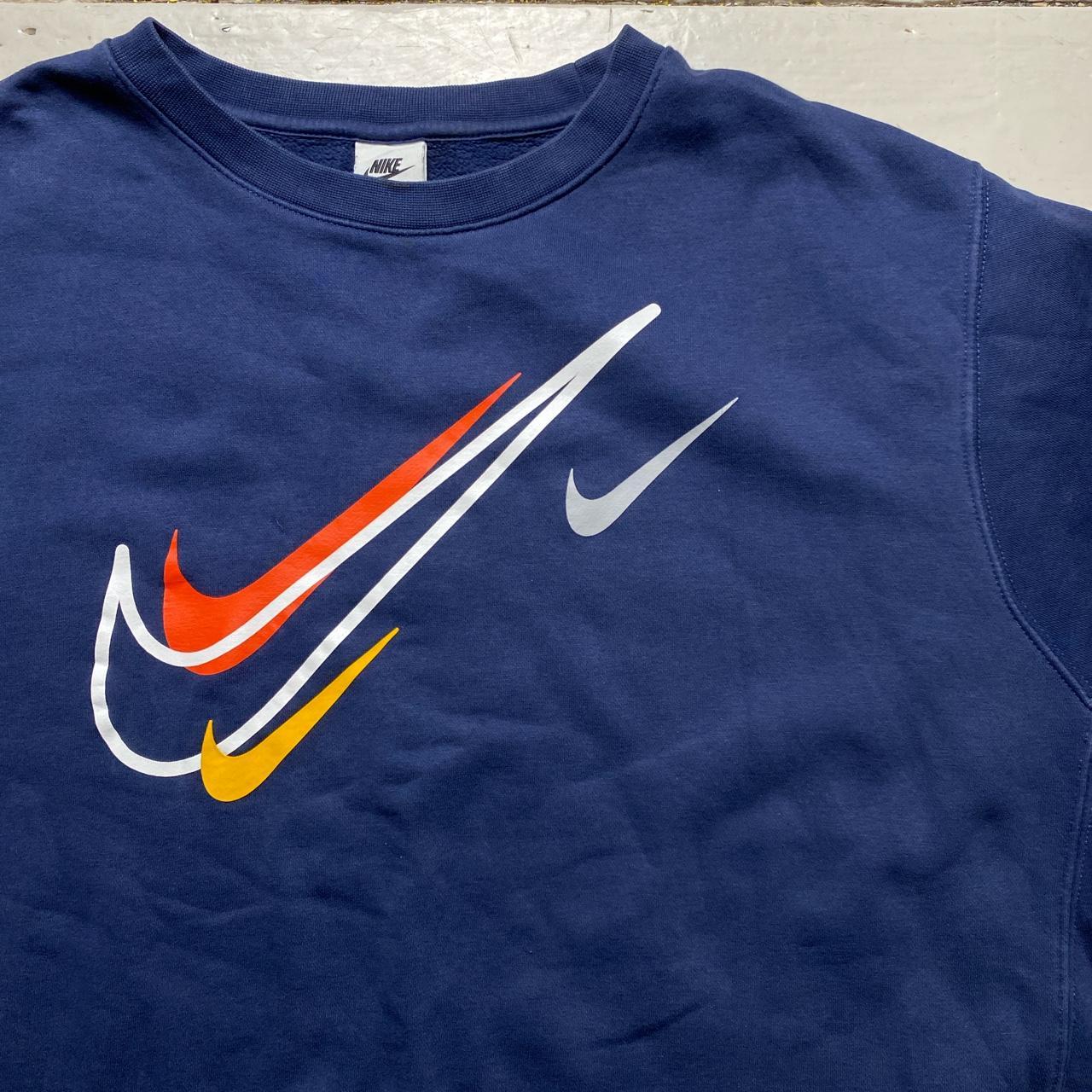 Nike Big Swoosh Navy and Multi Colour Baggy Jumper