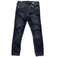 True Religion Casey Womens Grey Big Pink and White Stitch Jeans (27W)