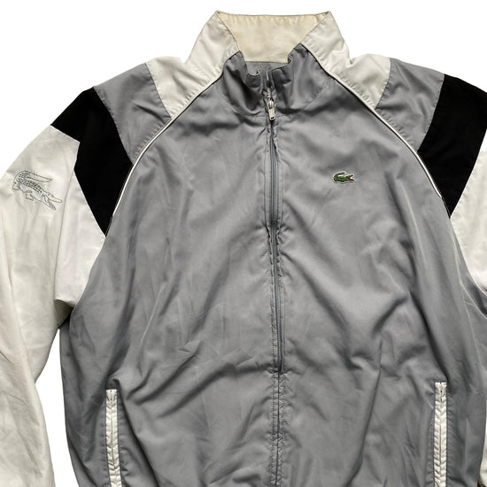 Lacoste Tracksuit Shell Windbreaker Jacket Grey Black and White (2XL)