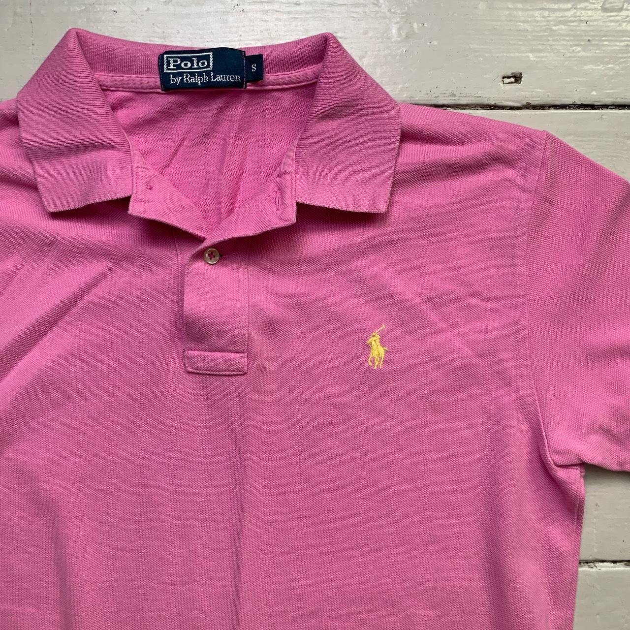Polo Ralph Lauren Pink and Yellow Vintage Polo Shirt