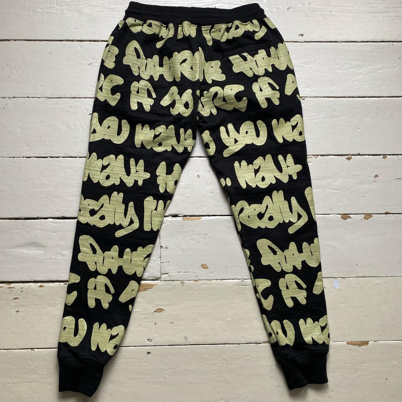 B Side London Graffiti Black and Green All Over Print Joggers