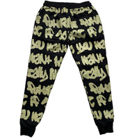 B Side London Graffiti Black and Green All Over Print Joggers (M)