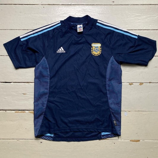 Argentina Adidas Striped Climalite Navy and Blue Football Jersey