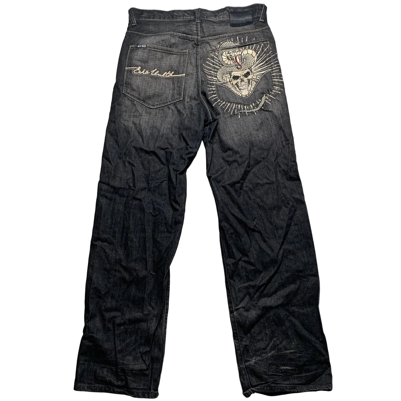 Ecko Unlimited Vintage Snake and Skull Embroidery Jeans