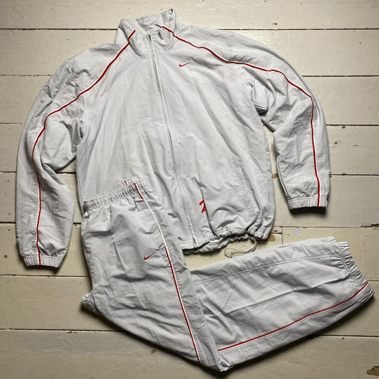 Nike Swoosh Vintage Shell Track Suit White and Red