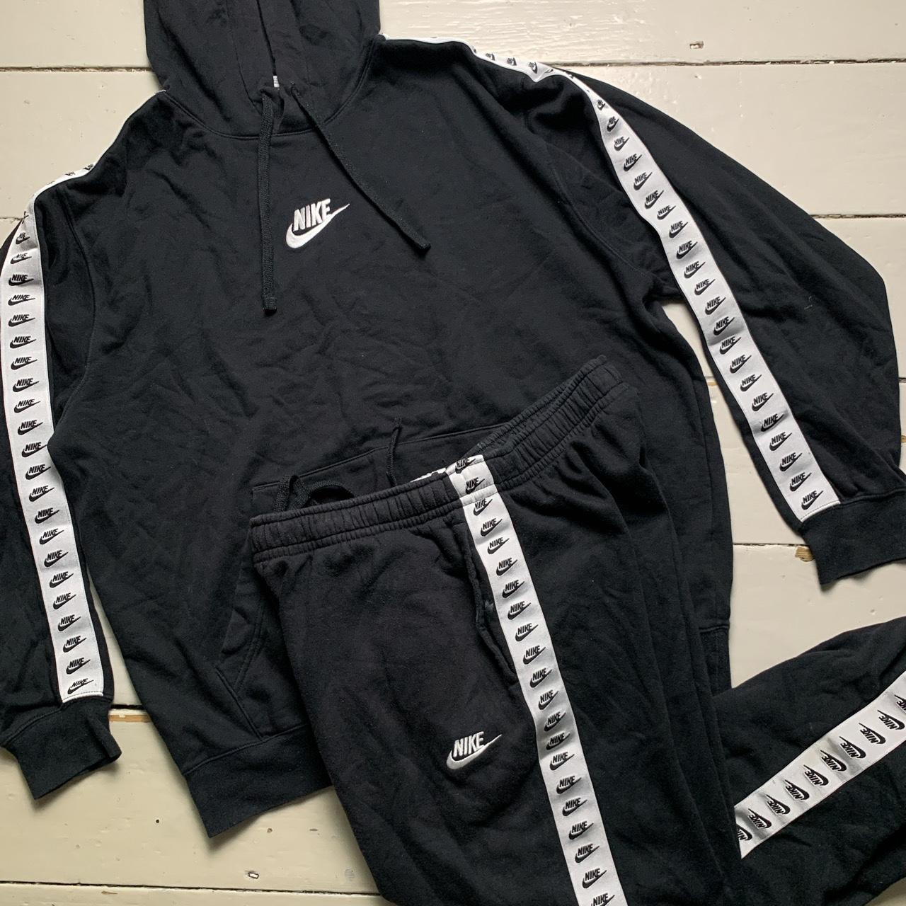 Nike Swoosh Multi Swoosh Tape Black and White Hoodie