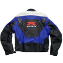 Suzuki R GSX Blue White Black and Red Leather Motorcycle Biker Jacket (46)