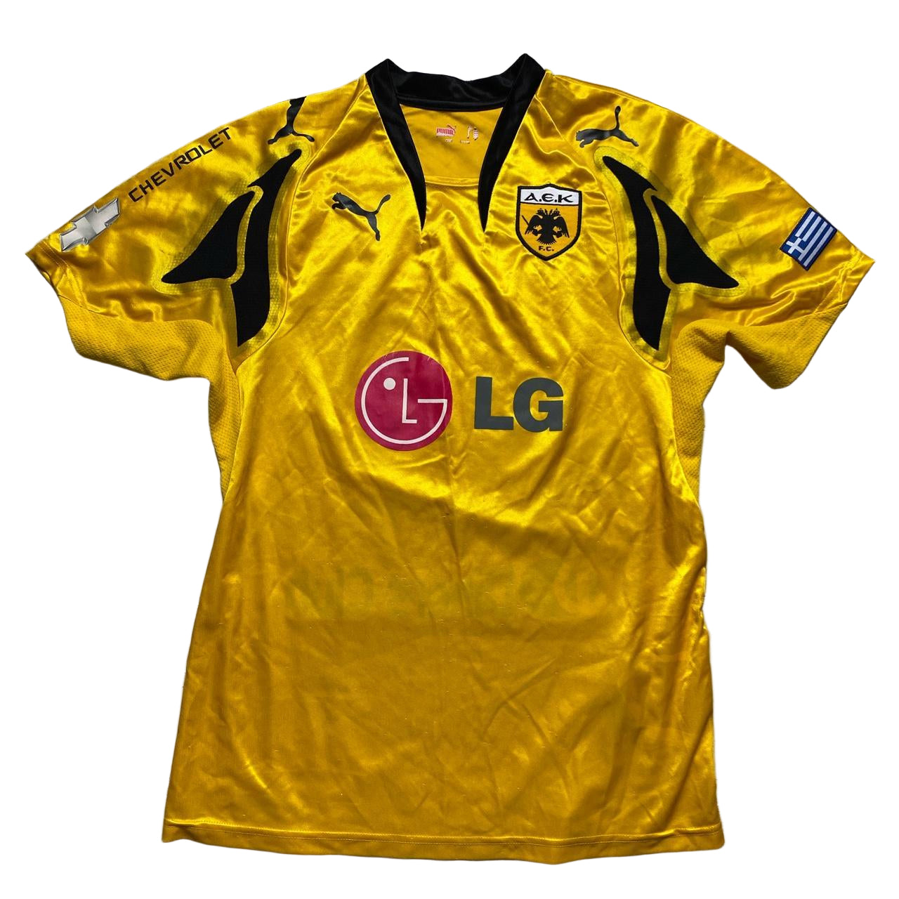 AEK Puma Greece Football Jersey Yellow and Black (M)