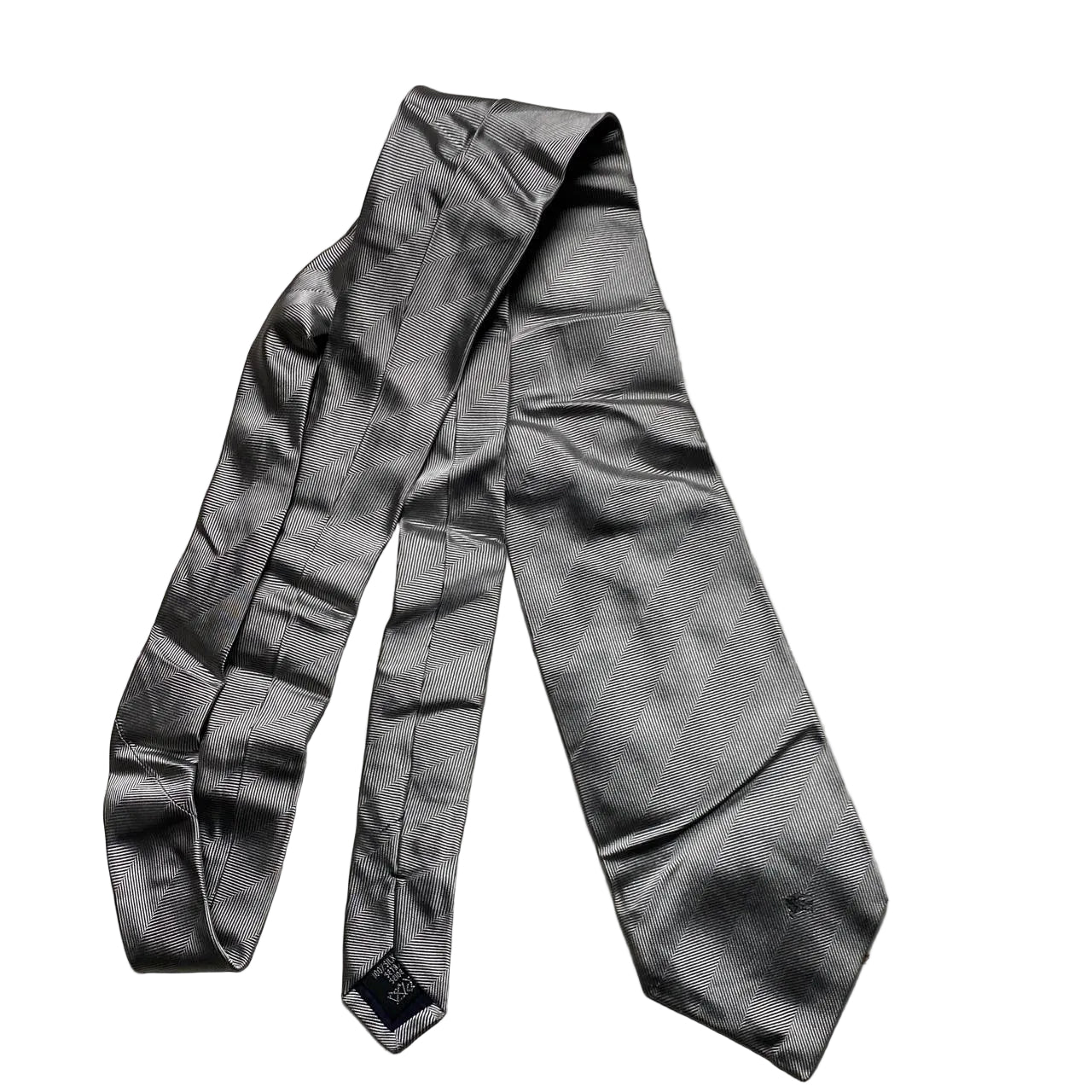 Burberry Burberrys Vintage Silk Silver Tie