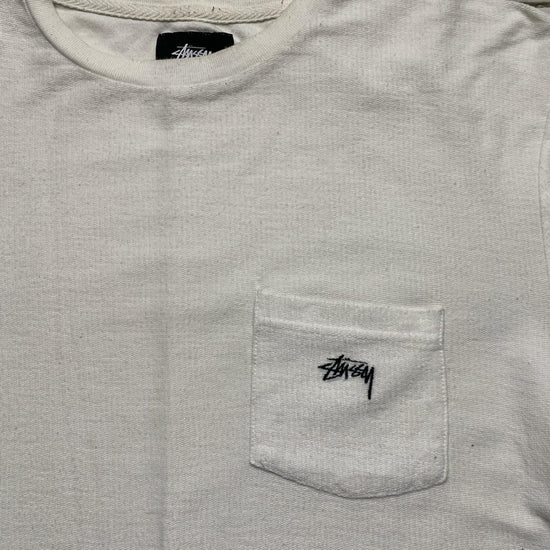 Stussy White and Black Pocket T Shirt (S)