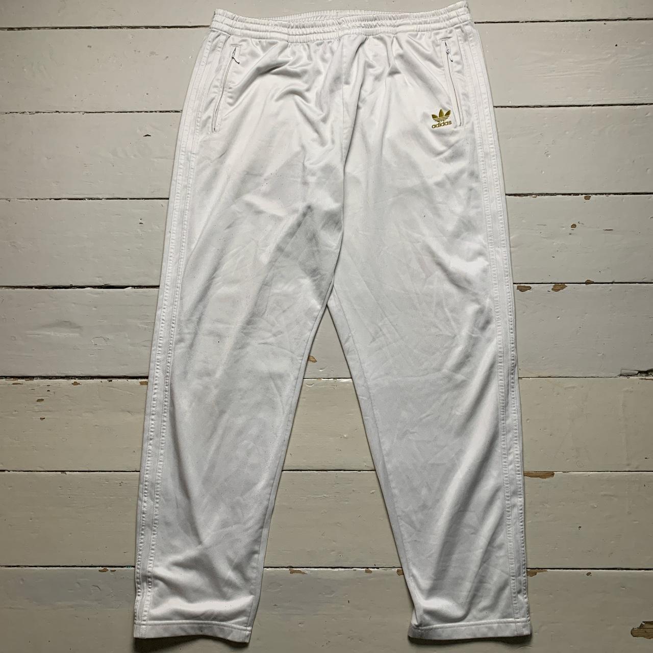 Adidas Originals Vintage Popper Track Pant Bottoms White and Gold