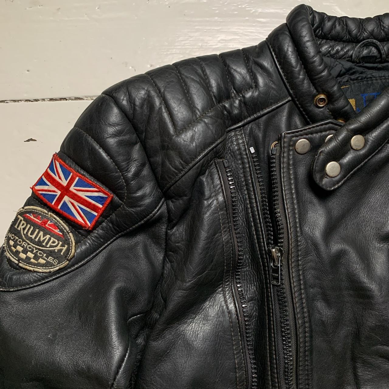 Triumph Motorhead UK Vintage Black Leather Motorcycle Jacket