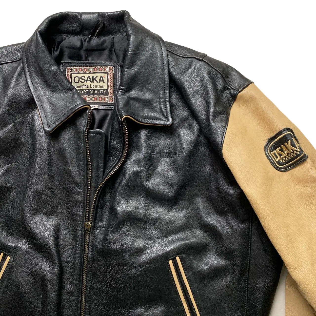 Osaka Champion Red Indian Leather Bomber Jacket (L)