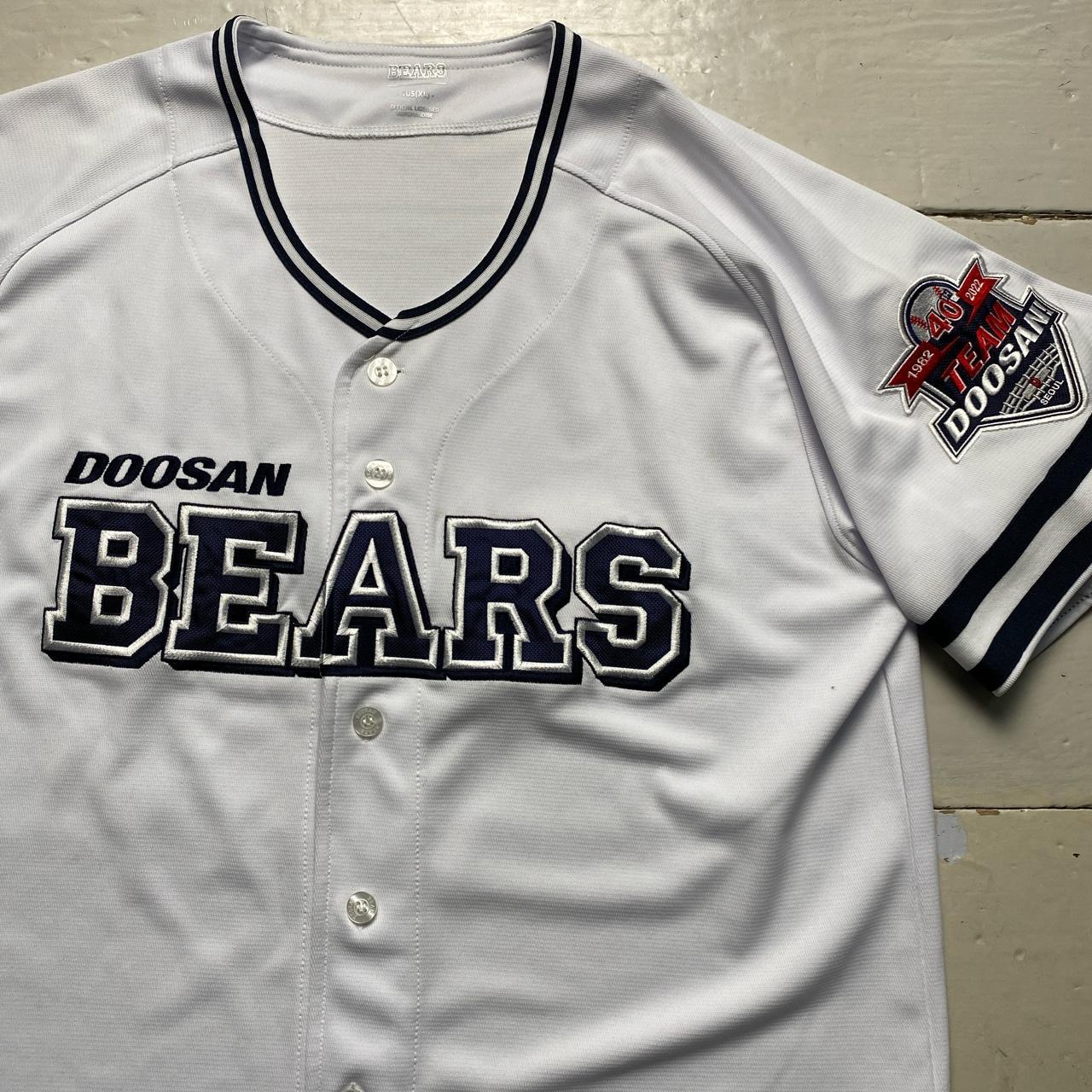 Doosan Bears Baseball Vintage Jersey White Navy and Red