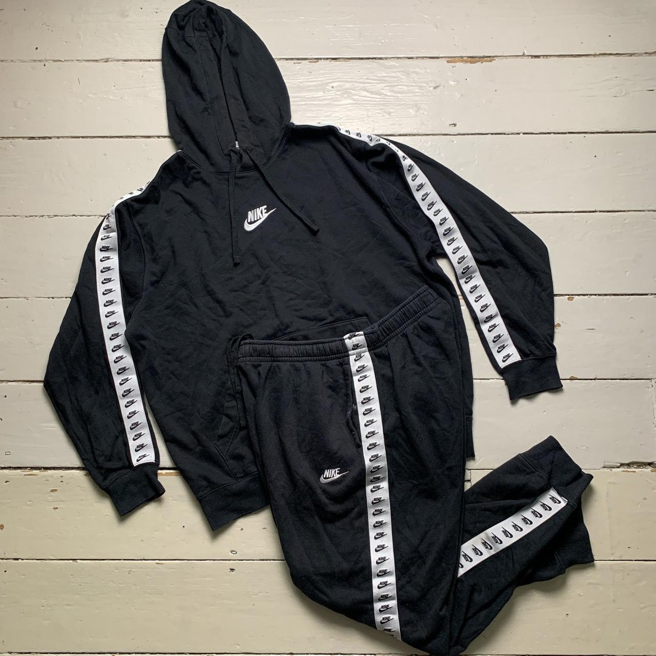 Nike Swoosh Multi Swoosh Tape Black and White Hoodie