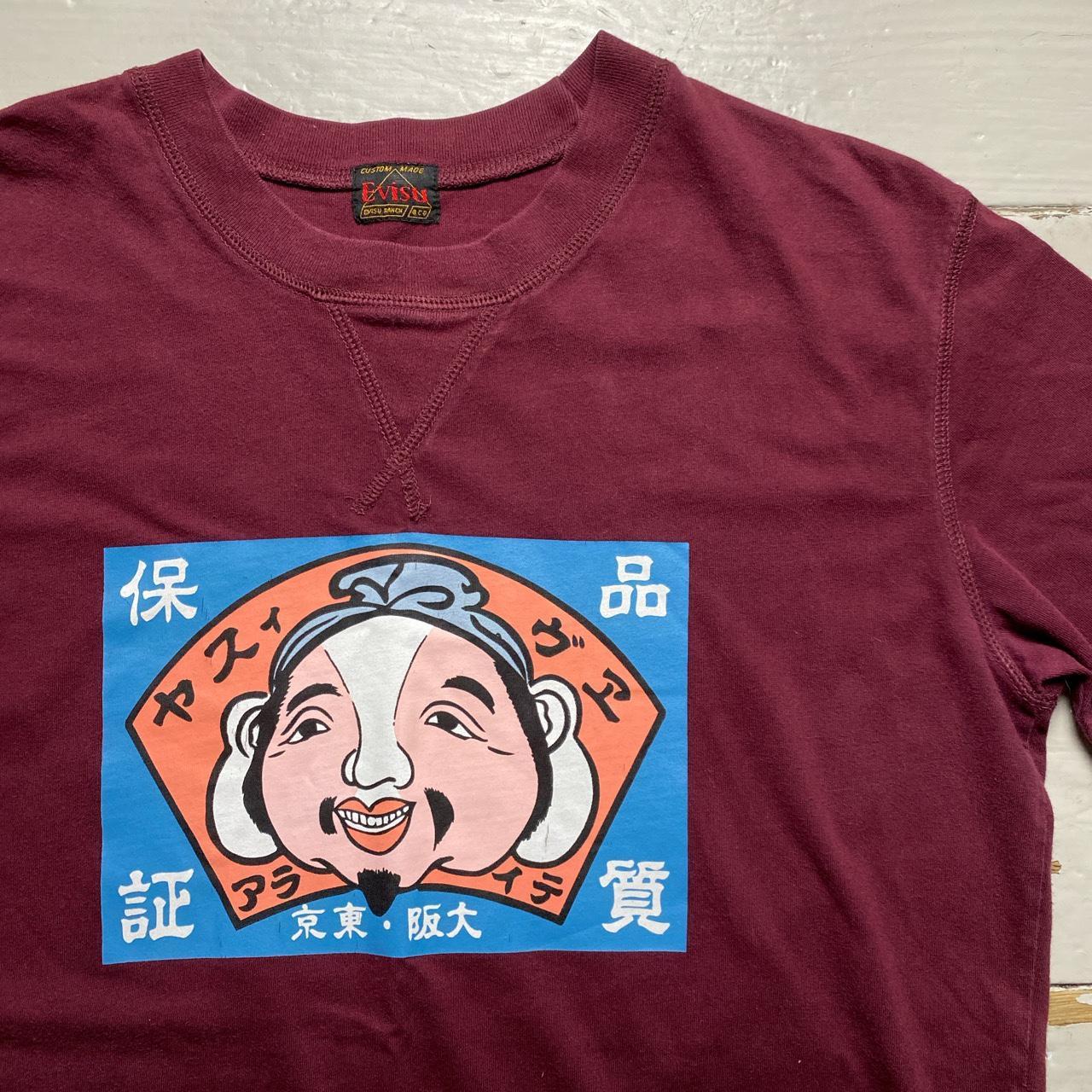 Evisu Burgundy Buddha T Shirt