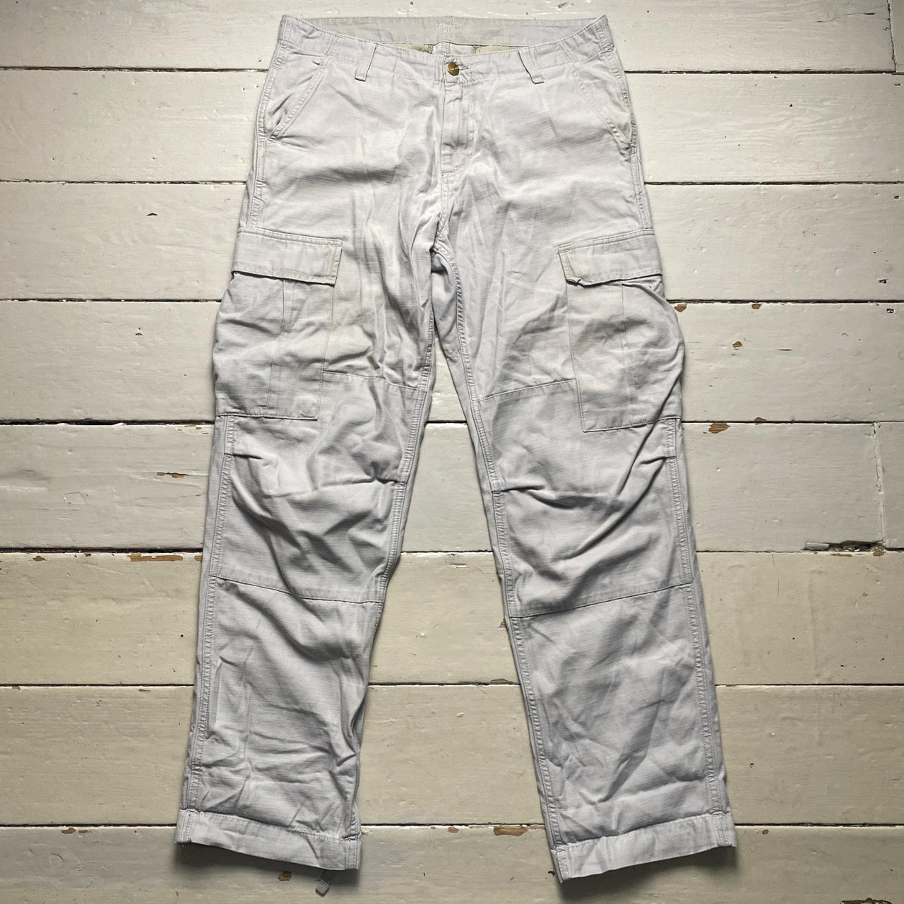 Carharrt WIP Light Grey White Regular Cargo Combat Pant Trousers