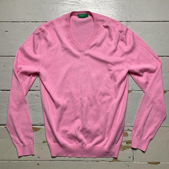 United Colors of Benetton Pink V Neck Jumper