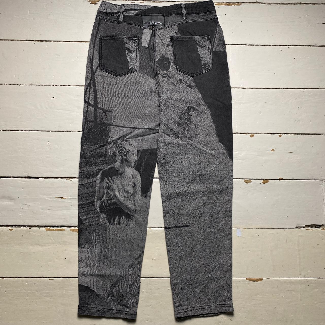 Maniere De Voir All Over Greek Print Grey Jeans