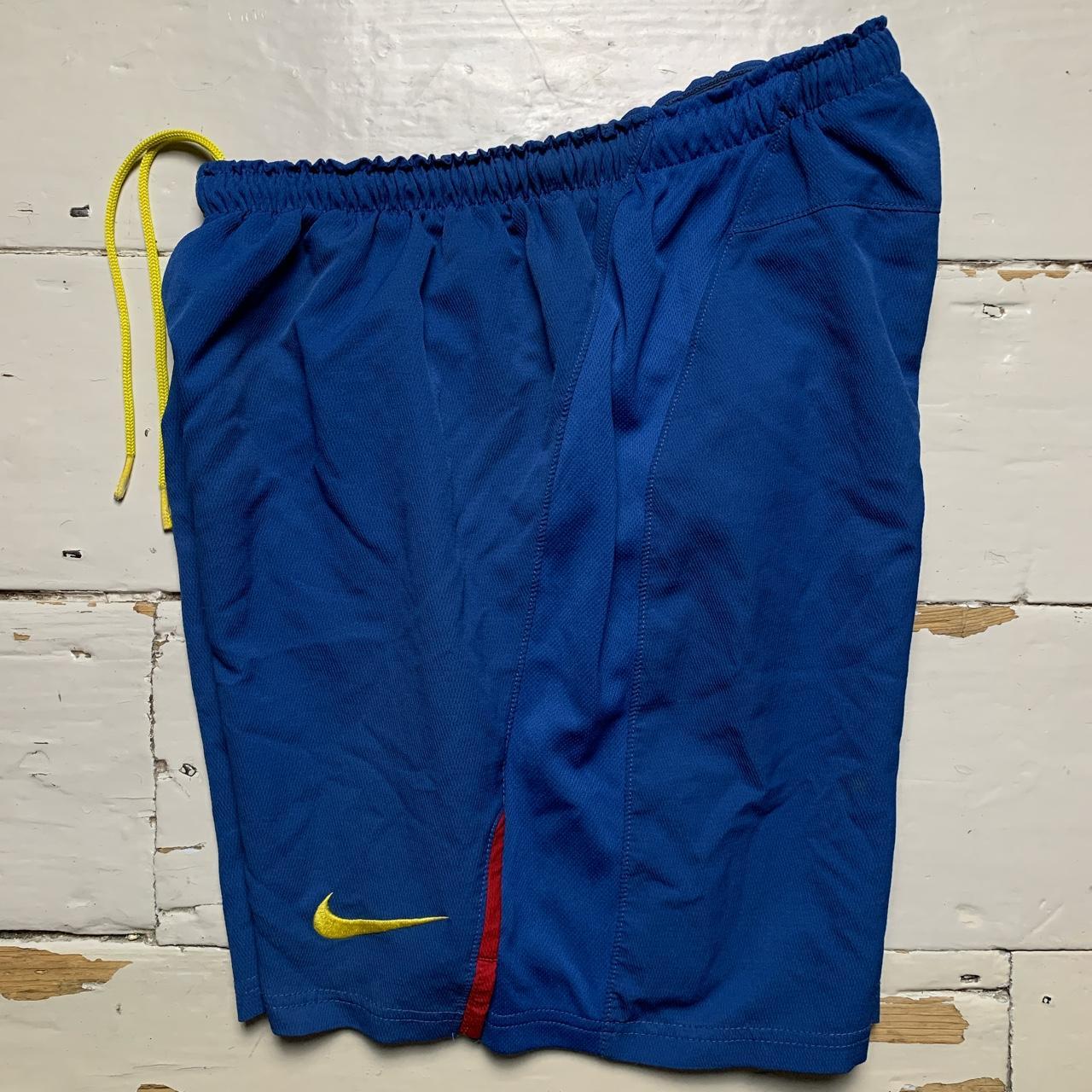 Nike Barcelona Vintage Football Shorts Blue and Yellow