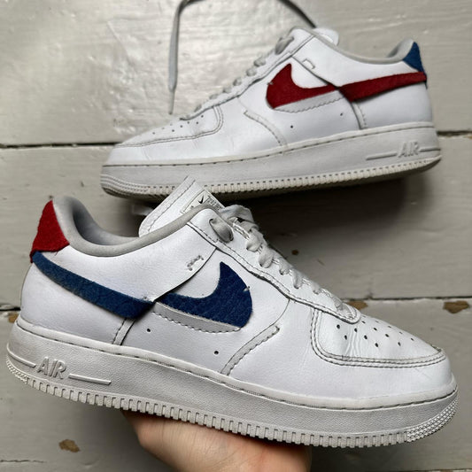 Nike Air Force 1 White Blue and Red