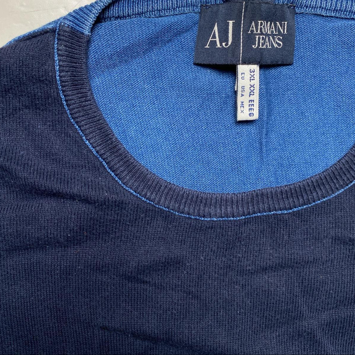 Armani Jeans Navy and Blue Jumper (2XL)
