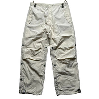 Maharishi Vintage Light Sand Beige Khaki Sequin Embroidered Combat Parachute Baggy Trousers (XS)