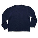 YSL Yves Saint Laurent Vintage Navy and White Cable Knit Knitted Thick Jumper (M)