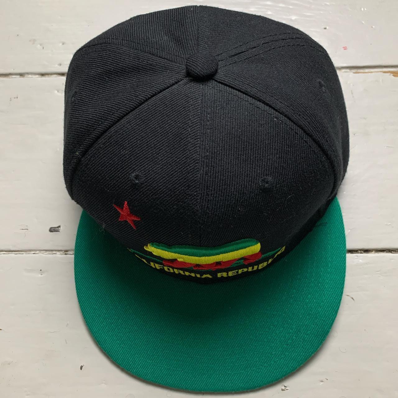 California Republic Black Rasta and Green Snapback Cap