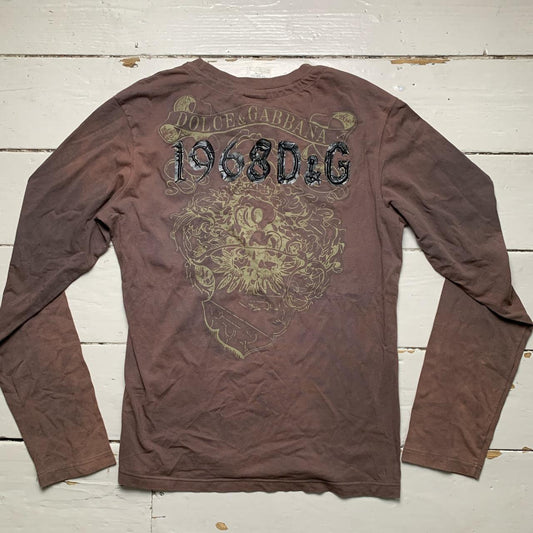 Dolce and Gabbana Vintage Brown Long Sleeve T Shirt