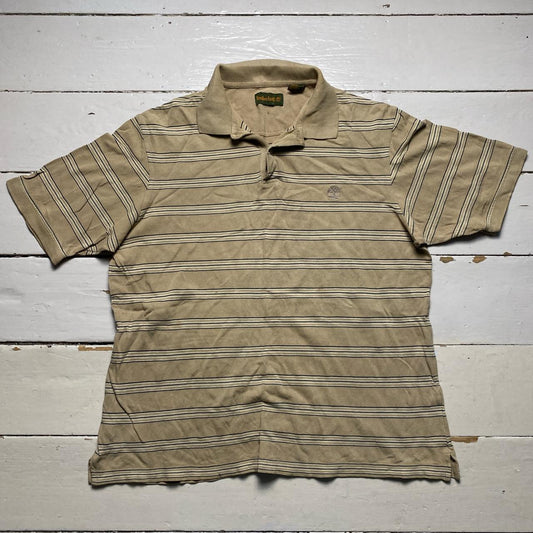 Timberland Cream Striped Short Sleeve Polo Shirt