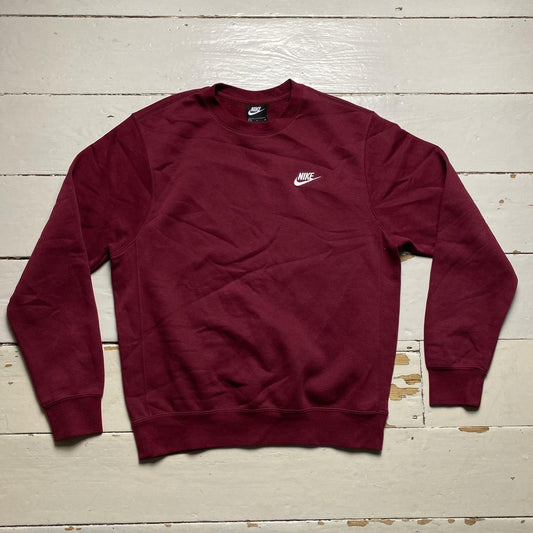 Nike Swoosh Burgundy and White Jumper