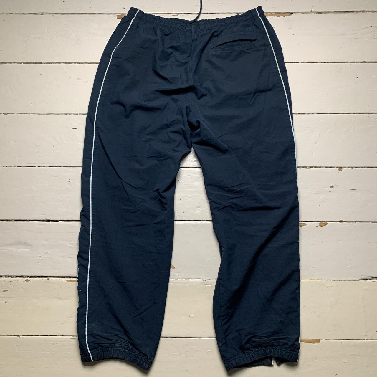 Reebok Vintage Baggy Navy and White Shell Track Pant Bottoms