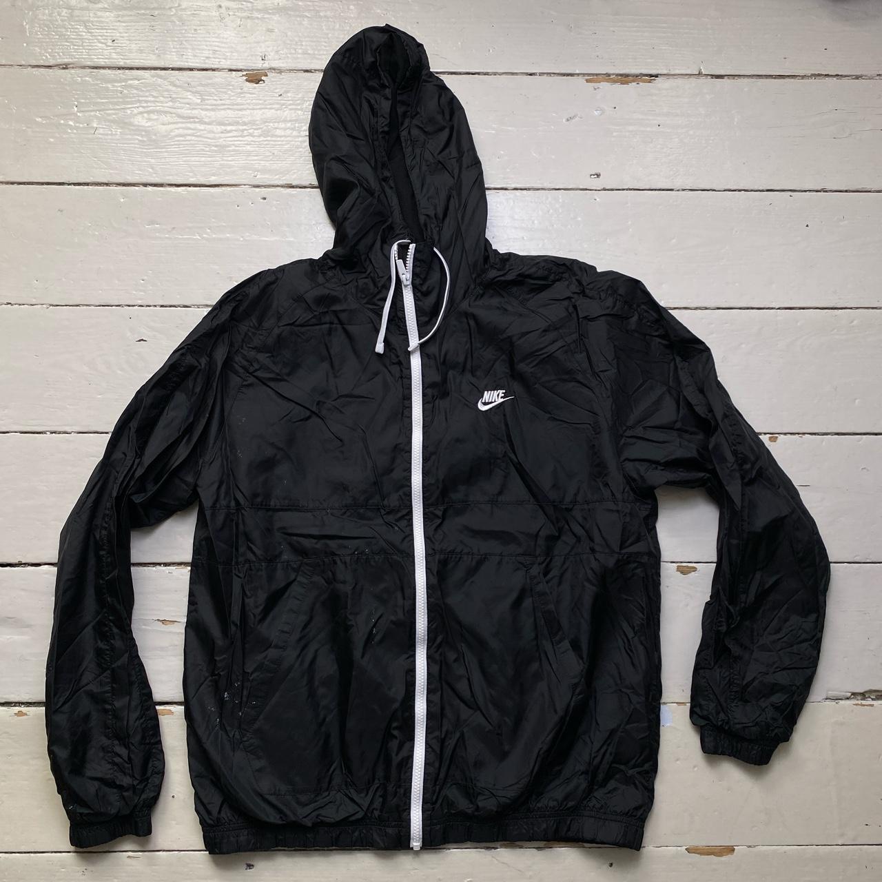 Nike Black and White Swoosh Windbreaker Shell Jacket