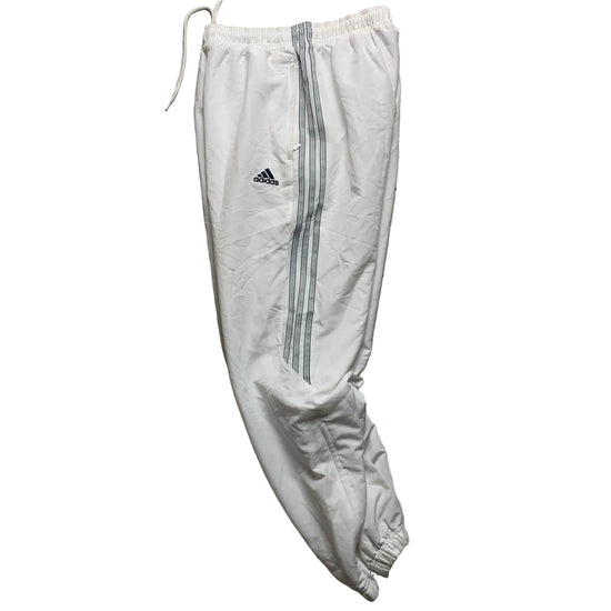Adidas White and Navy Stripe Shell Track Pant Bottoms (S)
