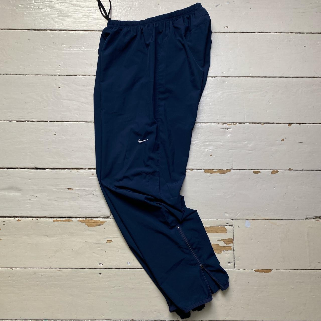 Nike Swoosh Vintage Baggy Shell Track Pant Bottoms Navy and White