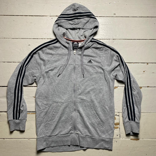 Adidas Performance Essentials Grey and Black Stripe Hoodie