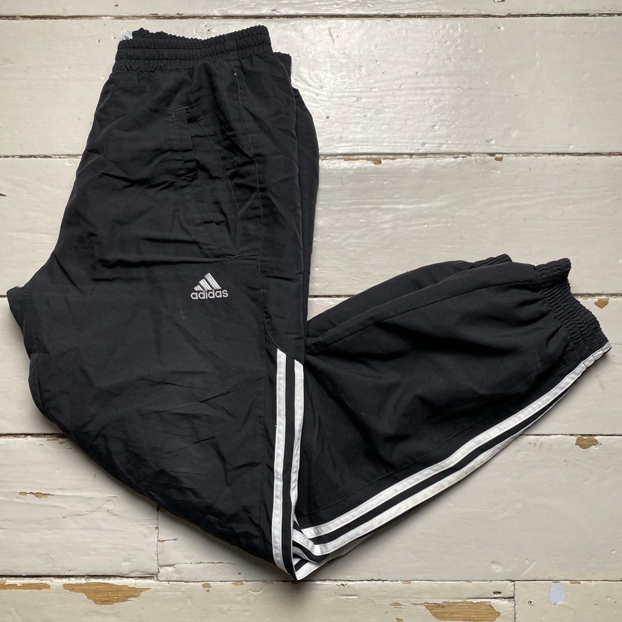 Adidas Black and White 3 Stripe Shell Trackpant Bottoms