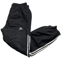 Adidas Black and White 3 Stripe Shell Trackpant Bottoms (S)