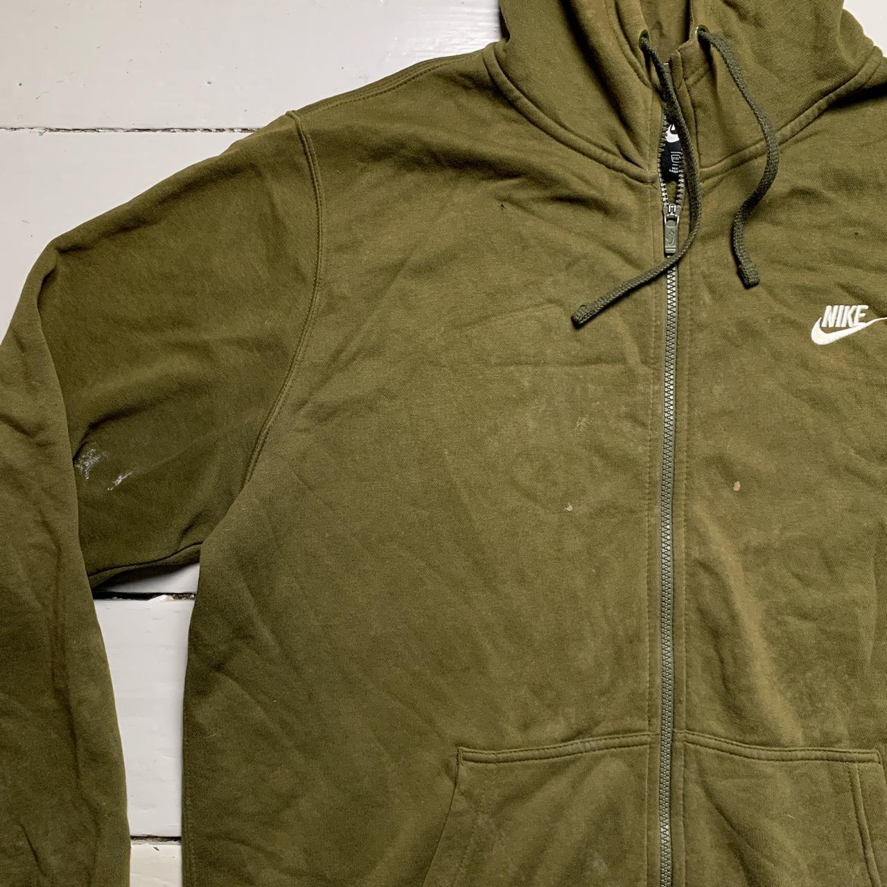 Nike Swoosh Hoodie Khaki Green and White