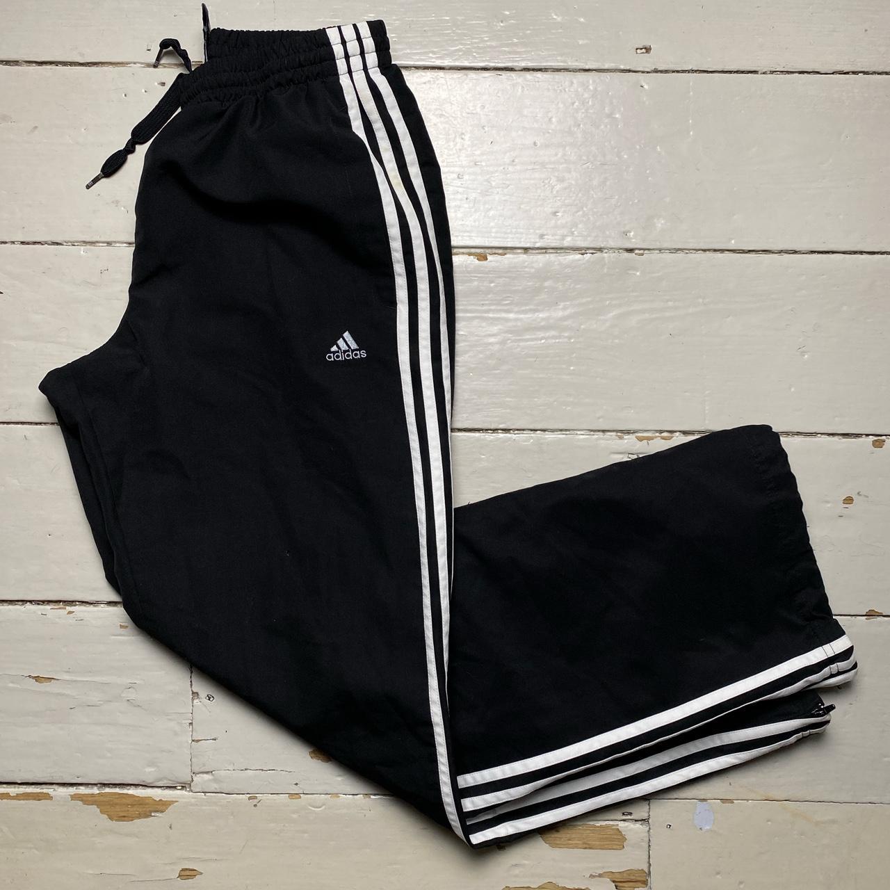 Adidas Climalite Vintage Black and White Baggy Shell Track Pant Bottoms