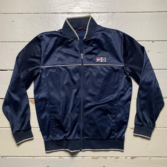 Fila Vintage Navy and White Tracksuit Jacket