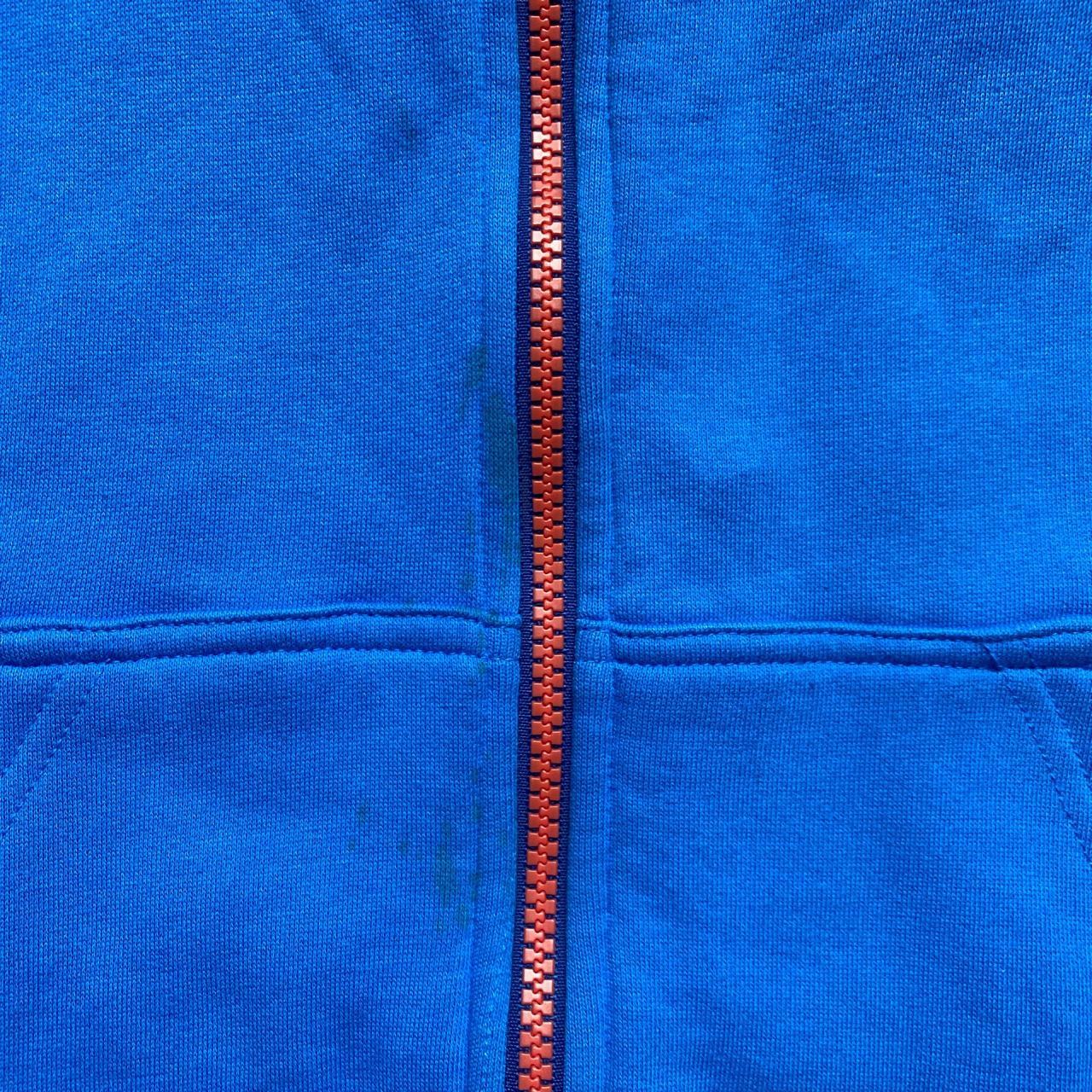 Adidas Performance Essentials Three Stripe Blue Red and Orange Hoodie