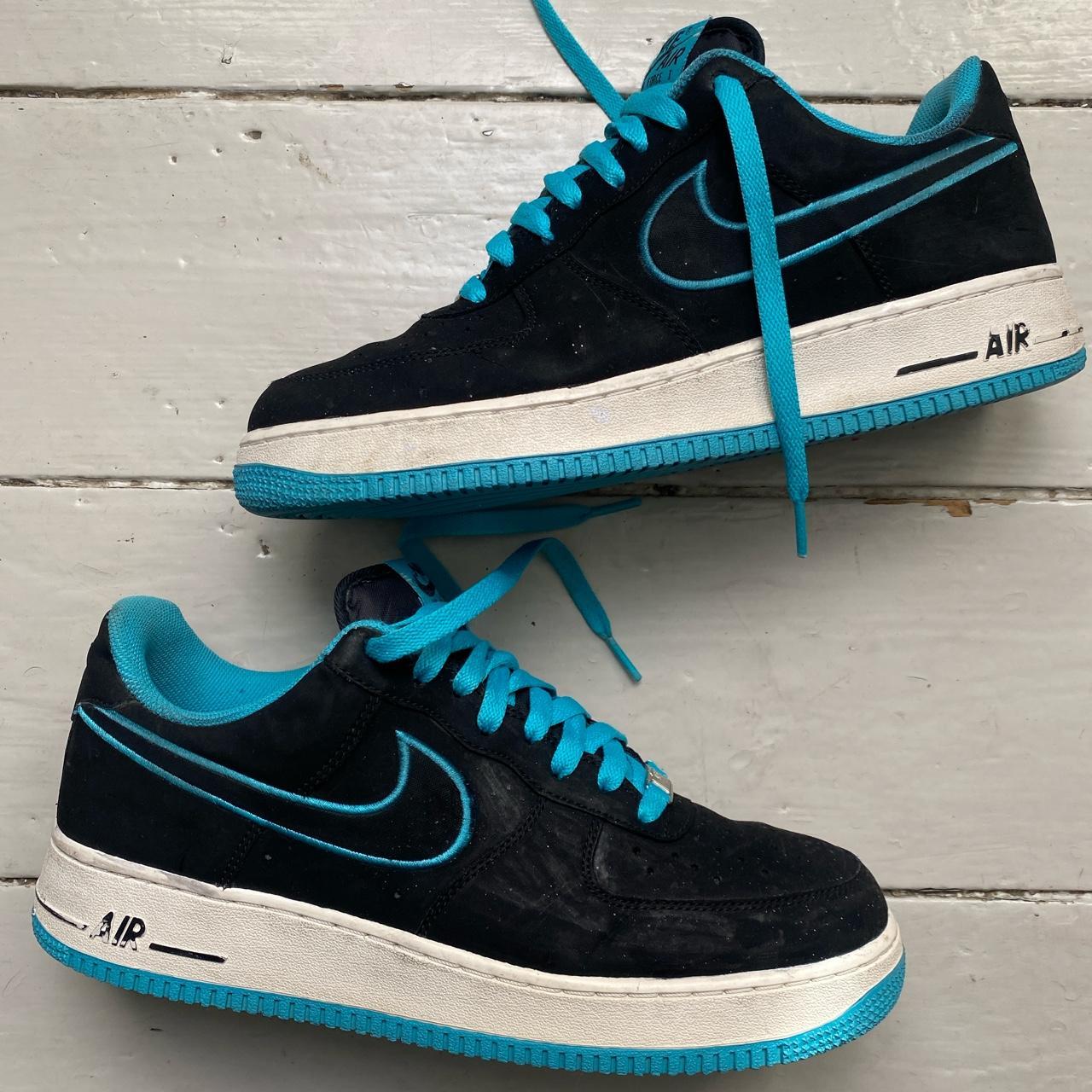 Nike Air Force 1 Black Light Blue and White